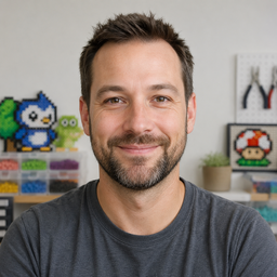 Portrait of David, an experienced Perler bead crafter